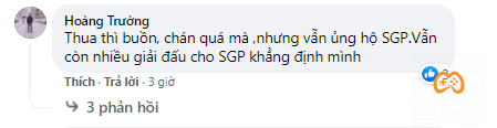 Một số bình luận của người hâm mộ cổ vũ tinh thần đội tuyển Saigon Phantom