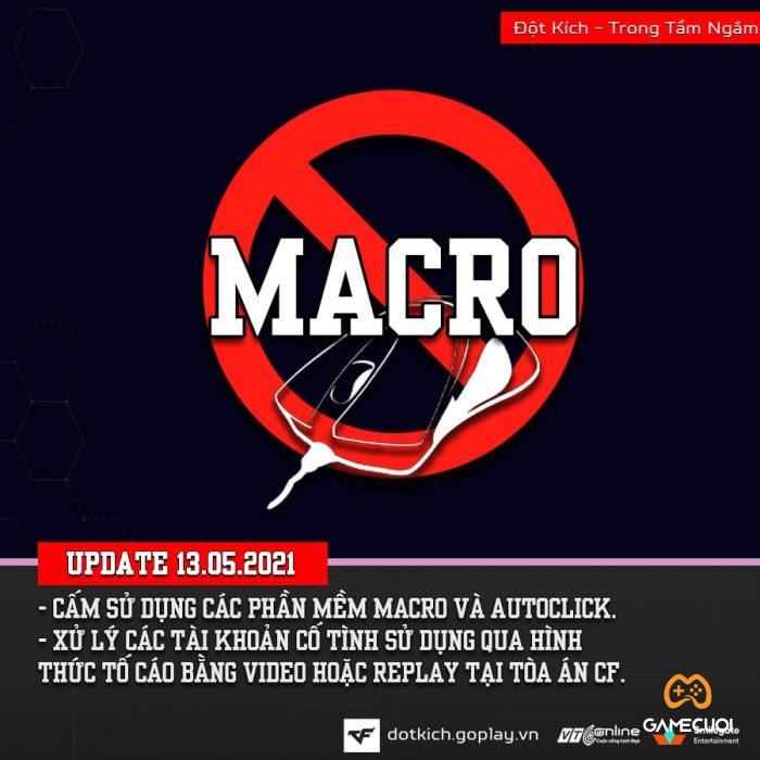 Macro và Autoclick bị cấm sử dụng trong Đột Kích từ 13/5