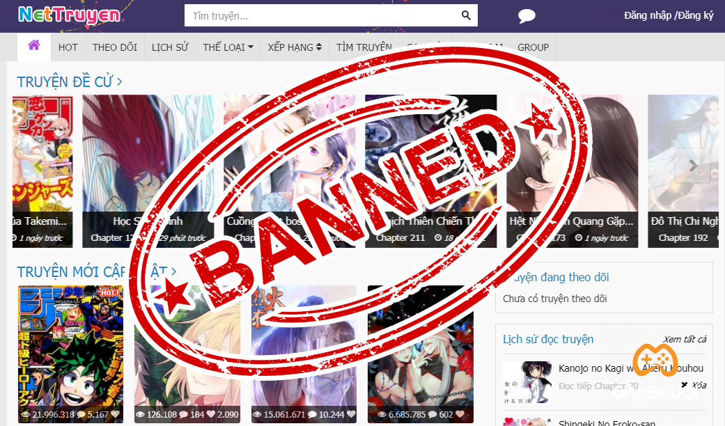 Web truyện dịch nettruyen bất ngờ bị các nhà mạng Việt Nam chặn