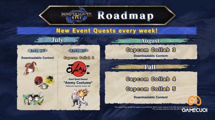 Theo một lộ trình cập nhật ở cuối đoạn giới thiệu cho sự kiện Okami, sẽ có ít nhất ba sự kiện Capcom Collab nữa, với một sự kiện sẽ diễn ra vào tháng 8 và hai sự kiện nữa vào mùa thu