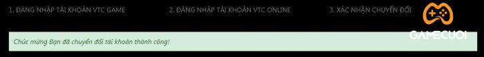 Thao tác chuyển đổi tài khoản sang VTC Online đơn giản, nhanh chóng.