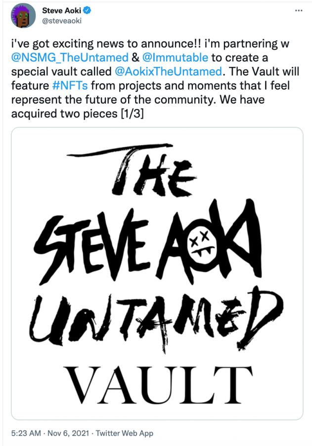 Steve Aoki hop tac voi nha san xuat Tran Tinh Lenh NSMG tung ra bo suu tap NFT Steve Aoki Twitter The Vault Game Cuối