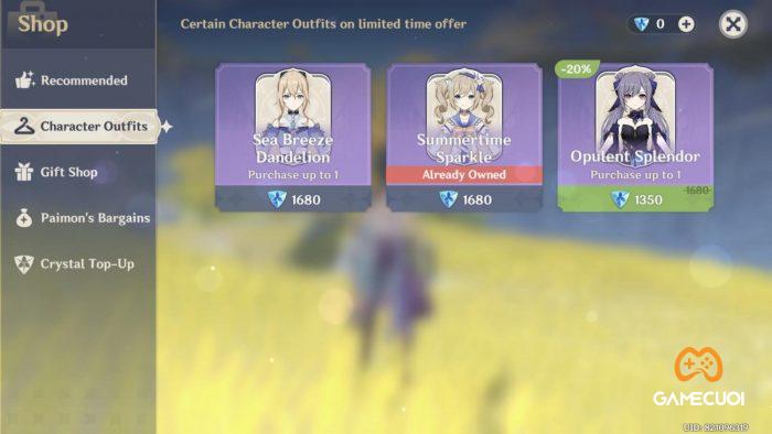 character outfit shop be19 Game Cuối
