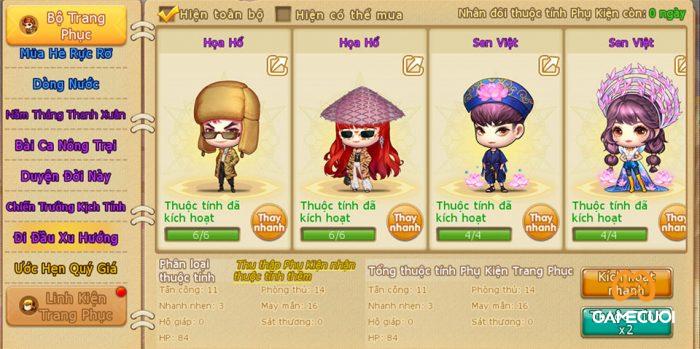 Tạo hình trang phục Họa Hổ và Sen Việt trong game