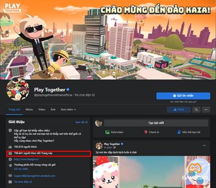 Fanpage chính thức Play Together VNG thu hút được sự quan tâm từ cộng đồng game thủ.