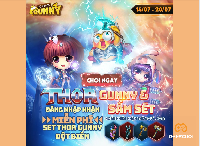 Gunny PC – đăng nhập nhận ngay set đột biến Thor: Tình yêu và sấm sét.