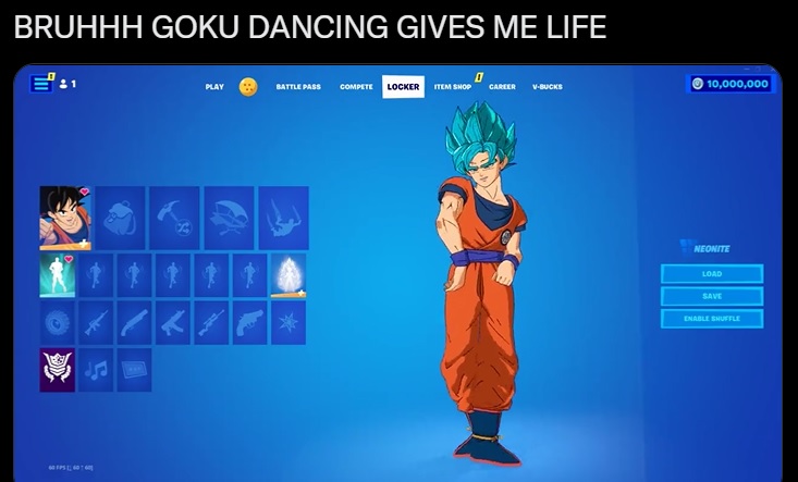Goku – Vegeta “quẩy” tưng bừng trong Fortnite khiến các fan thích thú