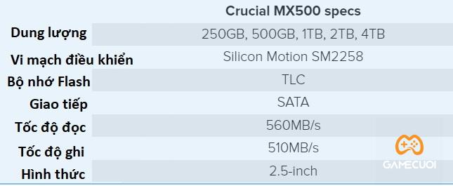 SSD tot nhat de choi game nam 2022 Crucial MX500 Game Cuối