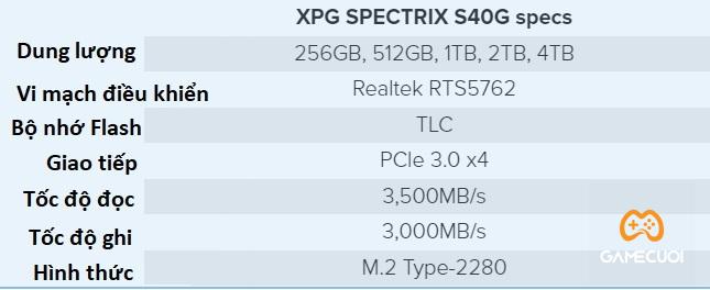 SSD tot nhat de choi game nam 2022 XPG Spectrix S40G Game Cuối