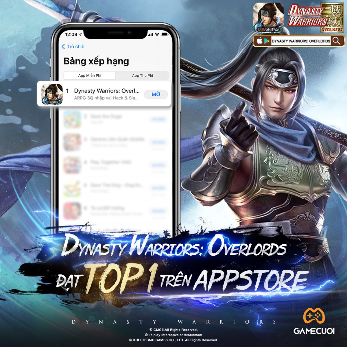 Dynasty Warriors: Overlords sau 1 tuần ra mắt:  Càn quét BXH App Store, game thủ “tám” ngày đêm không dứt