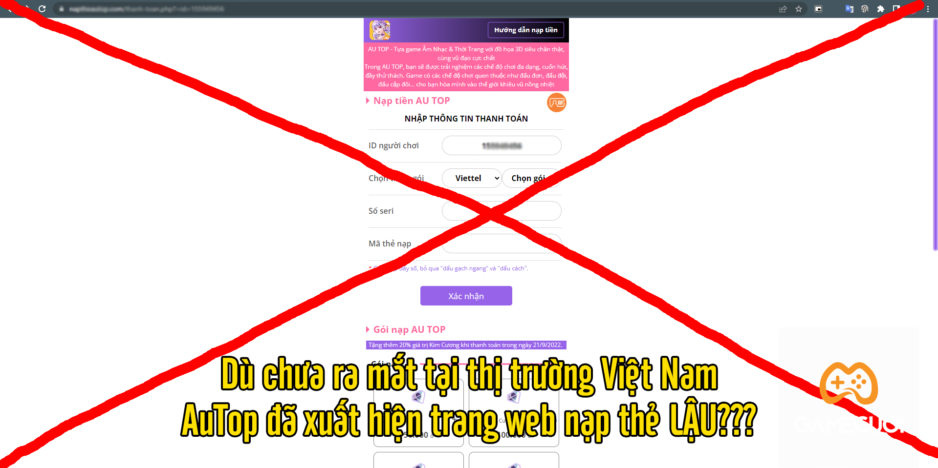 Dù chưa ra mắt tại thị trường Việt Nam, AuTop đã xuất hiện trang web nạp thẻ LẬU???