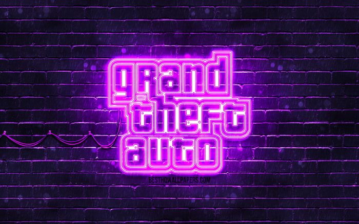 HD wallpaper gta violet logo violet brickwall grand theft auto gta logo gta neon logo gta grand theft auto logo Game Cuối