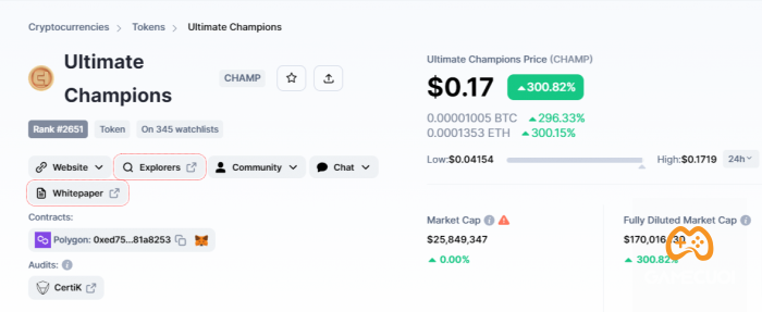 Ultimate Champions price today CHAMP to USD live marketcap and chart CoinMarketCap Game Cuối
