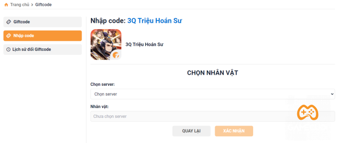 HD NHAP CODE 5 Game Cuối