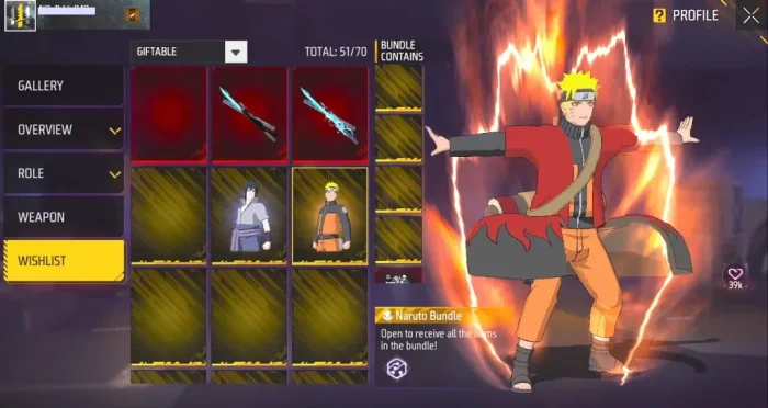 free fire max x naruto shippuden naruto bundle Game Cuối