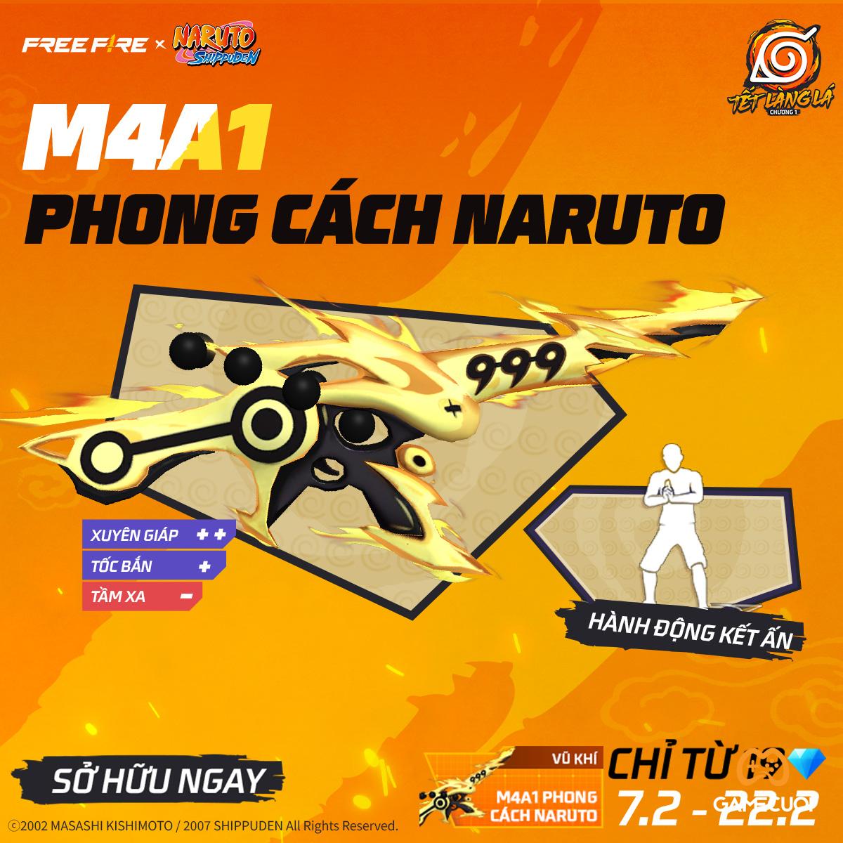 Free Fire: M4A1 Phong Cách Naruto có gì hot và mất bao nhiêu kim cương để sở hữu?