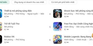 App “Thiết bị mô phỏng súng điện” đang đạt top 1 bảng xếp hạng trò chơi?