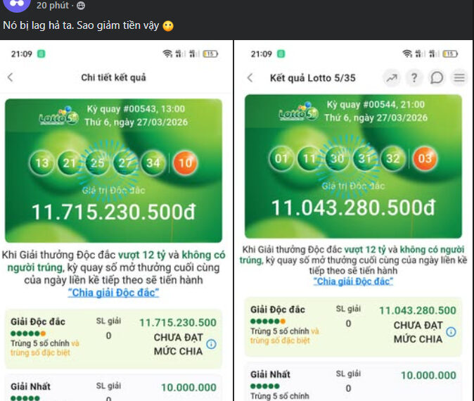 [Vietlott] – Tổng tiền thưởng của Lotto 5/35 “lỗi” hẳn 1,7 tỷ tối ngày 27/03