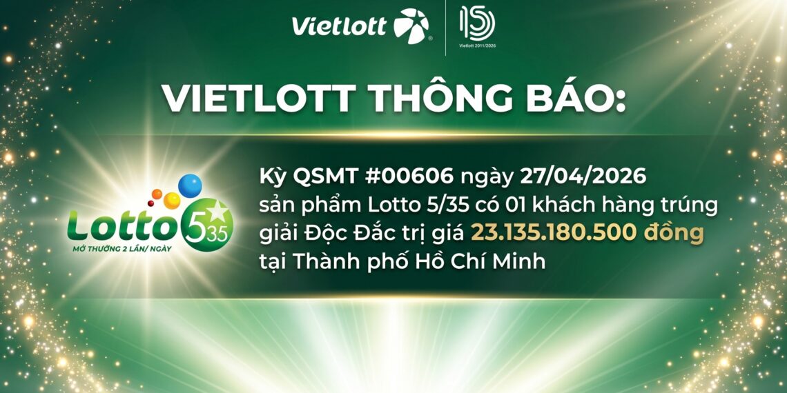 Kỳ chia giải Lotto 5/35 ngày 27/04 của Vietlott đã có khách hàng trúng 23 tỷ tại TP HCM
